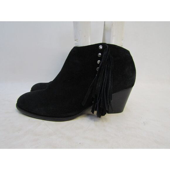 Vionic Womens Size 8 M Black Suede Zip Fringe Ankle Fashion Boots Bootie - Picture 1 of 11
